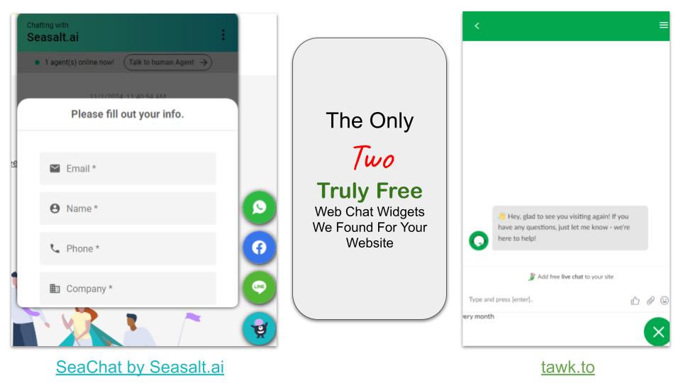 The Only 2 Truly Free Web Chat Widgets We Found For Websites